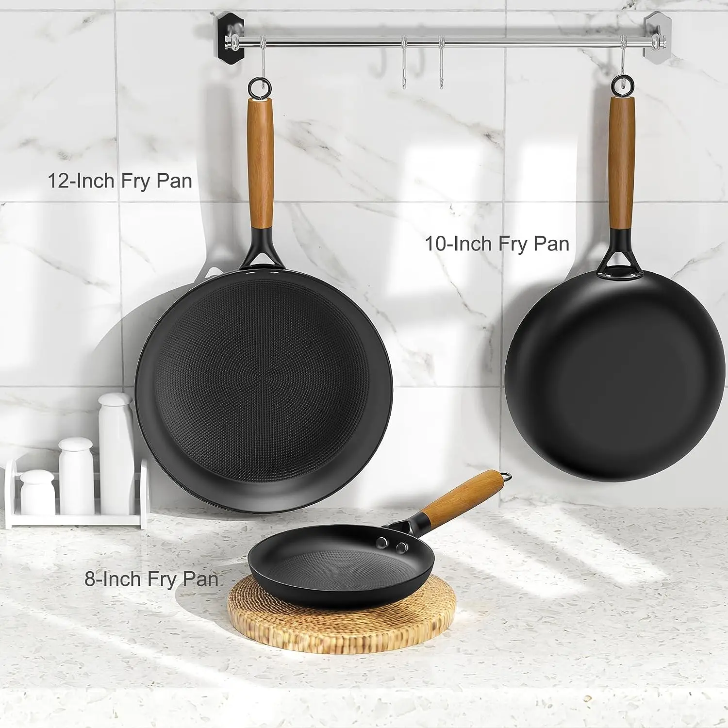 Cast Iron Skillets 8 Inch Non Stick Frying Pans With Removable Handle