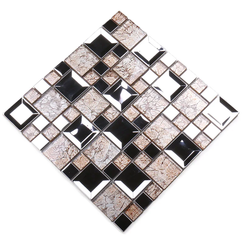 Black And Gold Glass Mosaic Tile, Arabesque Backsplash, Vulcan Mural - UK - View #11