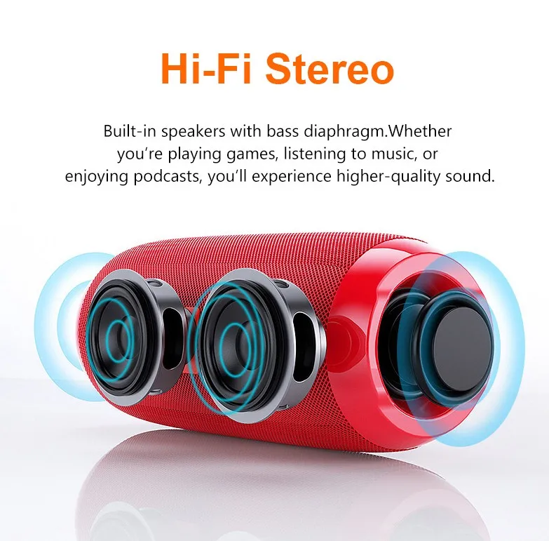 2020 new arrival stock available IPX6 waterproof 5*2 bass powered bluetooths speaker wireless speaker for outdoor mobile - ANKUX.COM