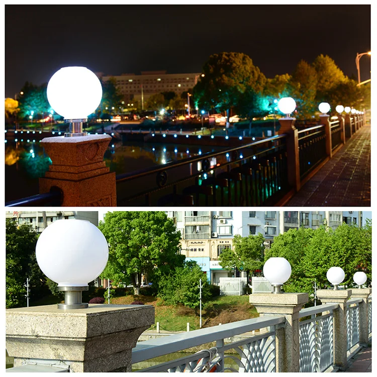 White Round Solar Post Fence Lamp 10w 20w Solar Gate Pillar Lights