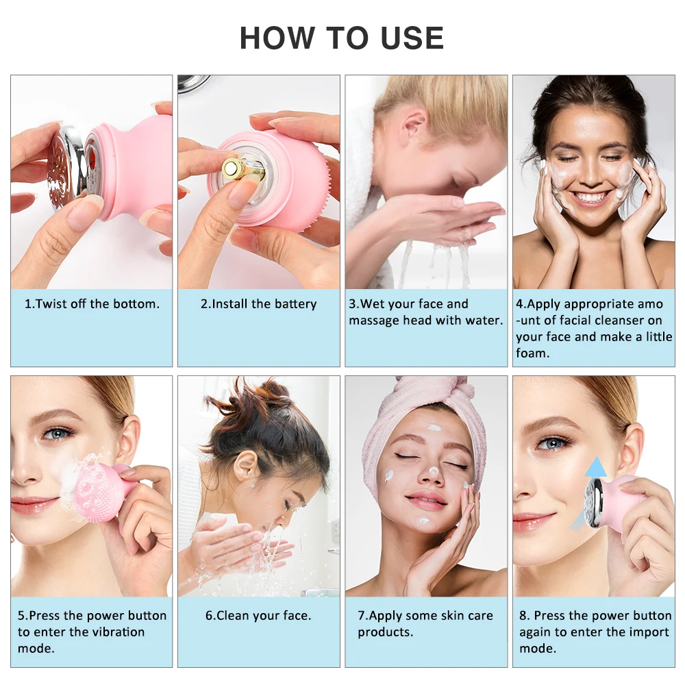 2 In 1 Vibrating  Massager Foreo Luna Mini 2 Sonic Electric Silicone Facial Cleansing Brush.jpg