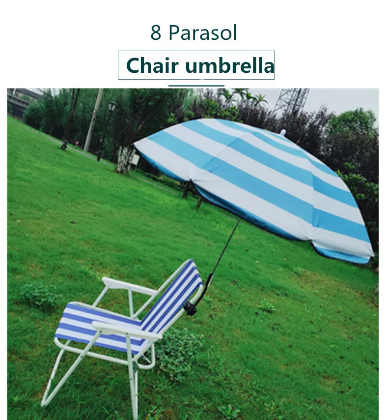 Chair Umbrella with 360 Adjustable UPF 50 Chair Umbrella with Clamp Beach Chair with Umbrella for Beach Sand Yard