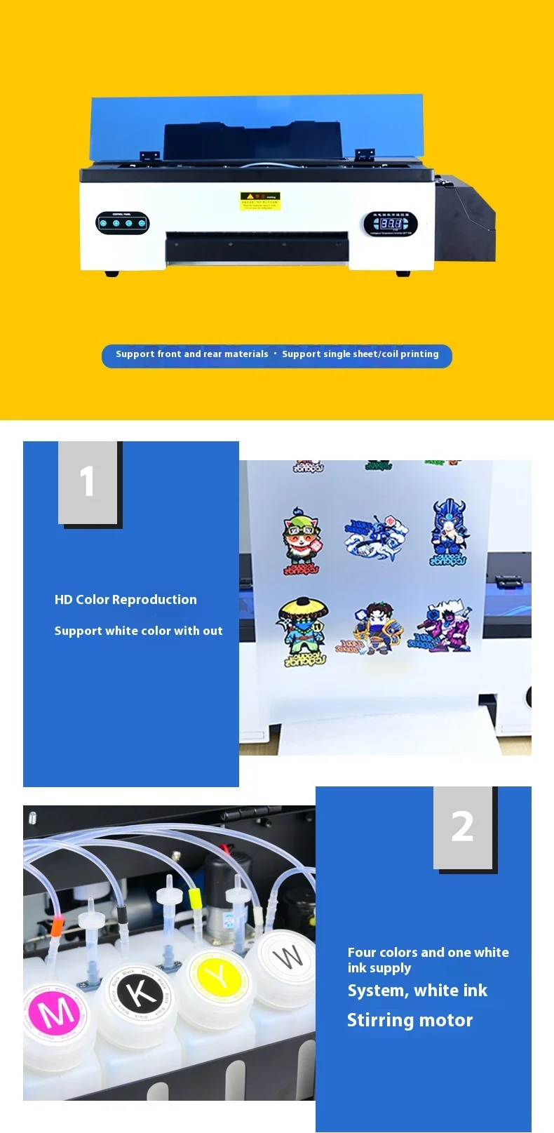 L1800 A3 DTF  Digital Color Printer White Ink Heat Transfer Clothing Fabric DIY Manual Powder Dried Key Feature Automatic