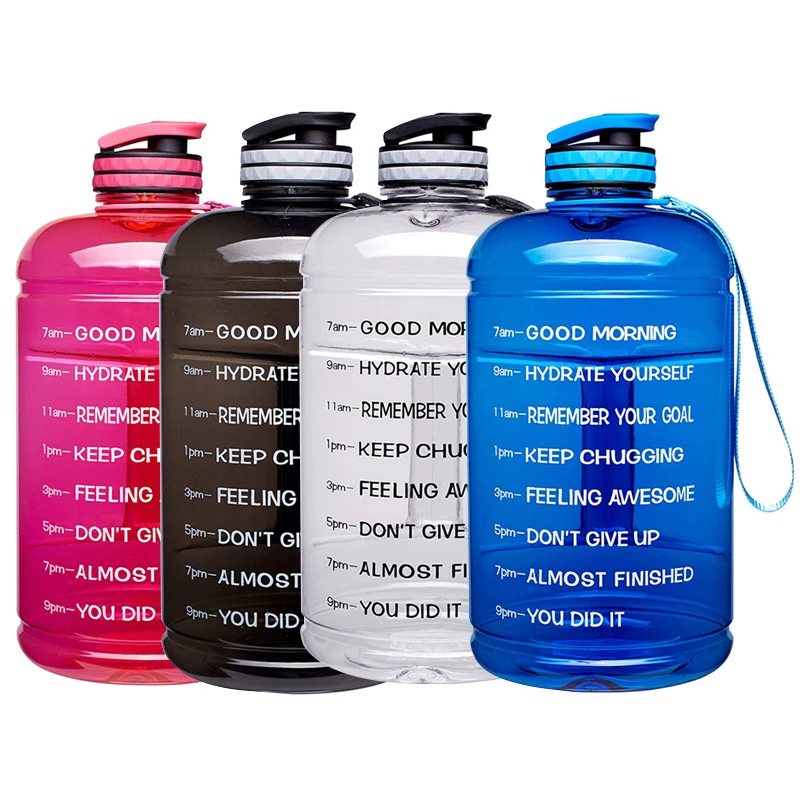 One Gallon Large Capacity Water Bottle Motivational Time Marker Fitness
