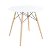 Modern European living room furniture simple style round wood mdf dining table with wood legs