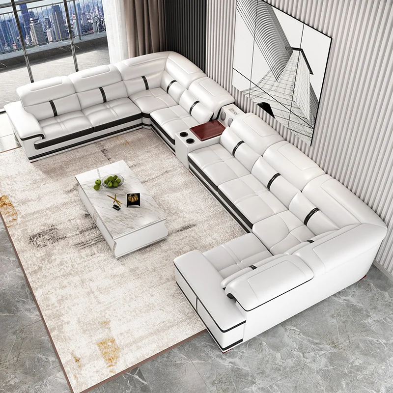 Luxury Living Room Furniture - Modern Leather Sofa Set