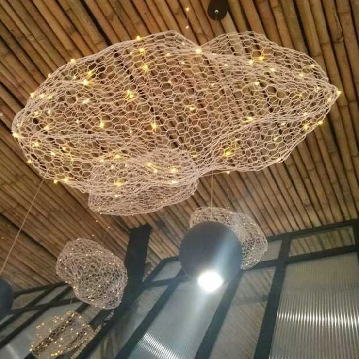 
Contemporary contracted Creative iron mesh cloud chandelier Restaurant pendant light 