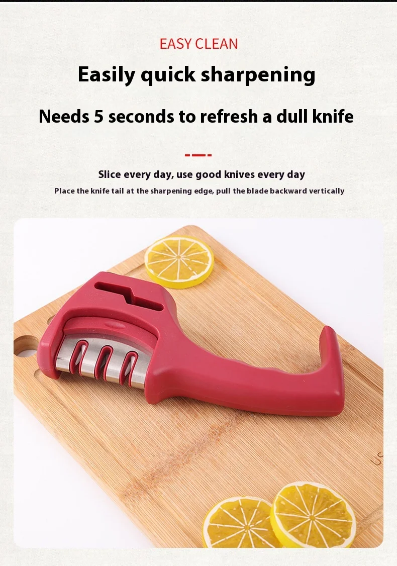 Three-Stage Ceramic Diamond Knife Sharpener - Handheld Kitchen Tool