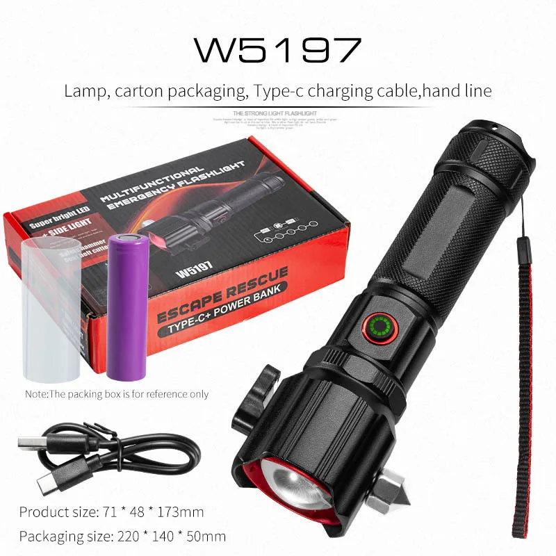 auto rechargeable emergency led flashlight Car Flashlight,Rechargeable Safety Tool with Seatbelt Cutter & Window Breaker,3000 Lumens Torch with SOS Alarm,Strobe Beacon,USB-C Charging and Magnetic Base for Vehicle Emergency Kit : Automotive The emergency flashlight includes a window breaker Rechargeable LED Car Flashlight with