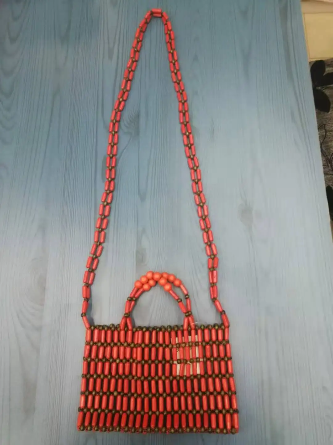 product-Aoda Clothes-Wholesale handmade Weaving wood bead bag handbag-img