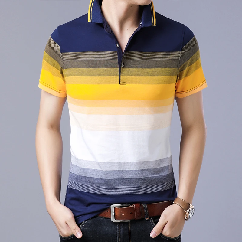 Latest Design Cheap Fashion Casual Striped Short Sleeve Ombre Polo T ...