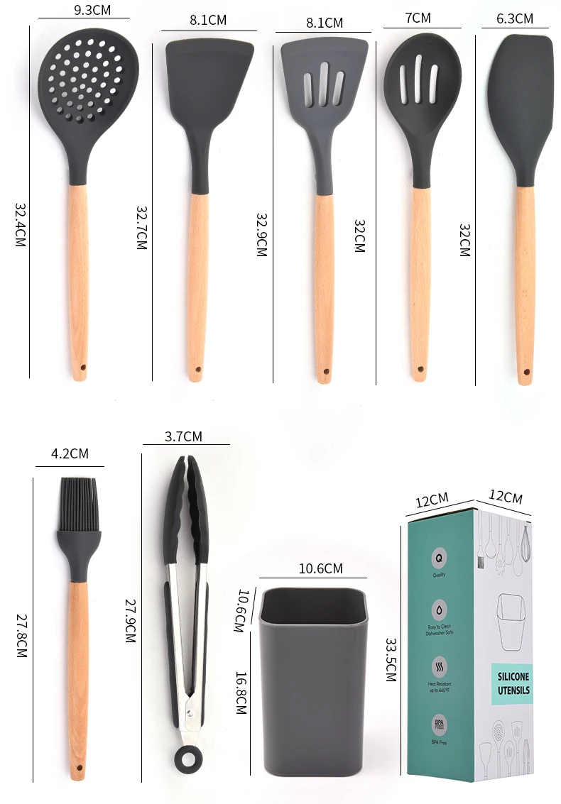 silicone utensil set with holder