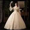 handmade high quality lace gold wedding dress champagne color in stock more sizes