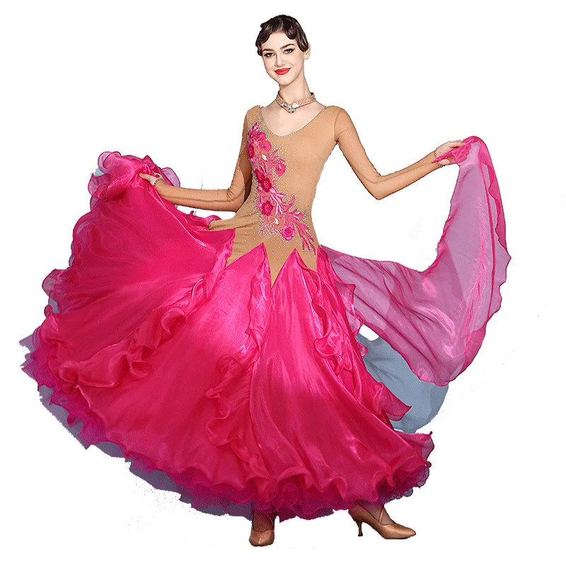 ballroom dresses for women CHAGME Professional Dance Competition Waltz Tango Dance Costume Flamenco Foxtrot Performance Dress Blue : Clothing, Shoes & Jewelry while the side slit Shop Ballroom Dance Dresses for