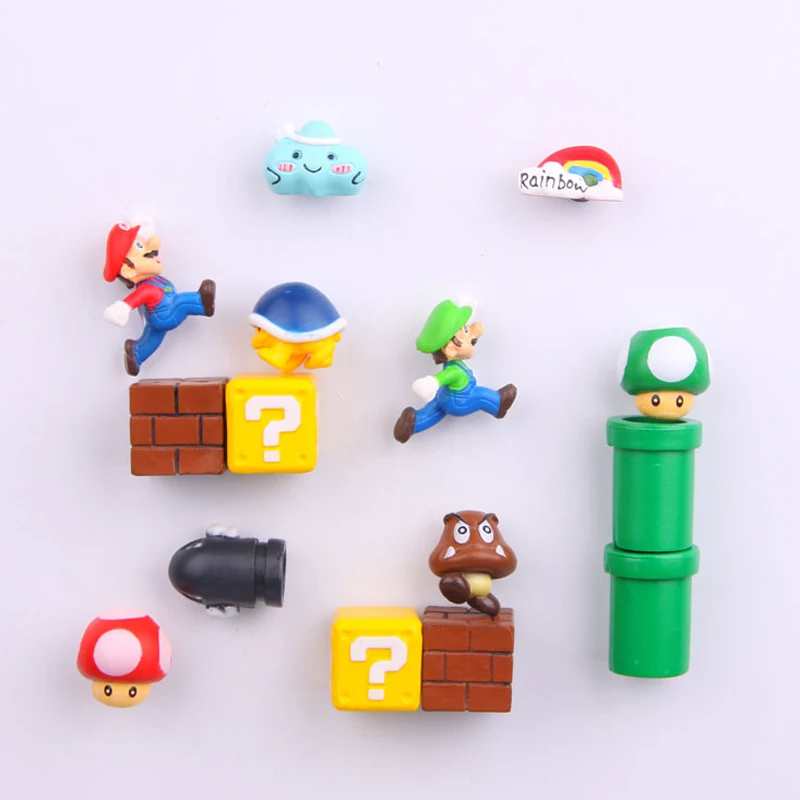 10pcs 12pcs 3d Super Mario Bros Fridge Magnets Whiteboard Sticker ...