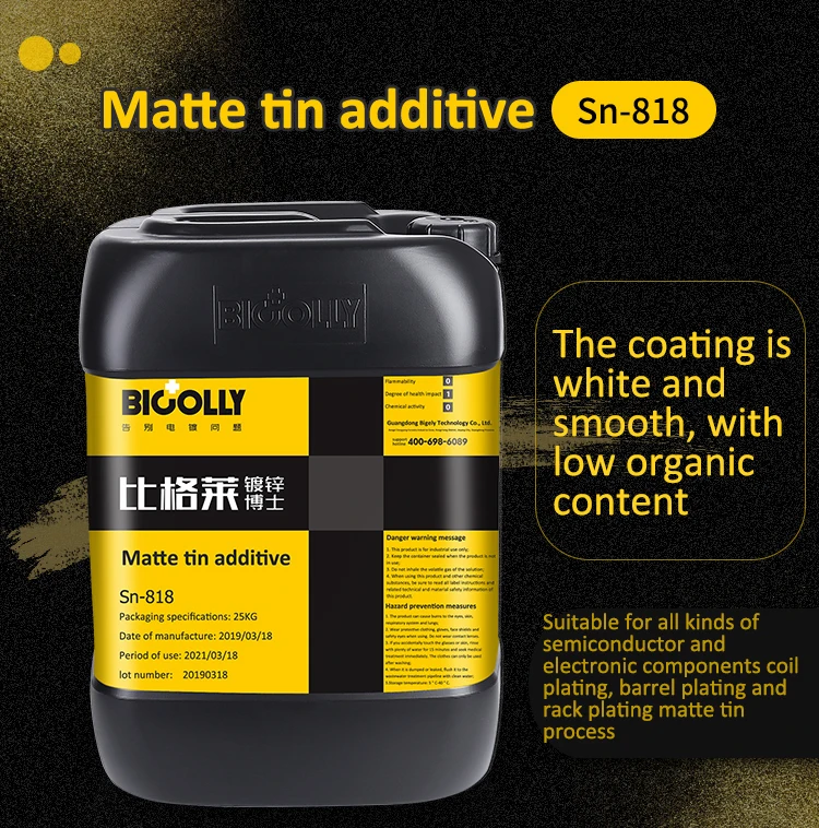 Acid Tin Plating Process Sn818 Organic Acid Matte Tin Additive With