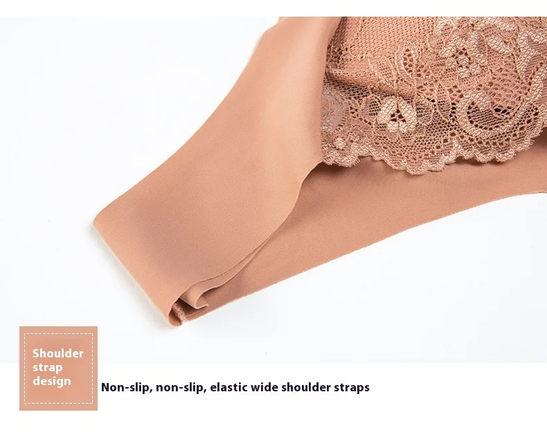 Cross-Border Ladies Seamless Thin Bra Large Size Front Opening Buckle Sexy Lace Steel Ring Back Customizable Cup Wholesale