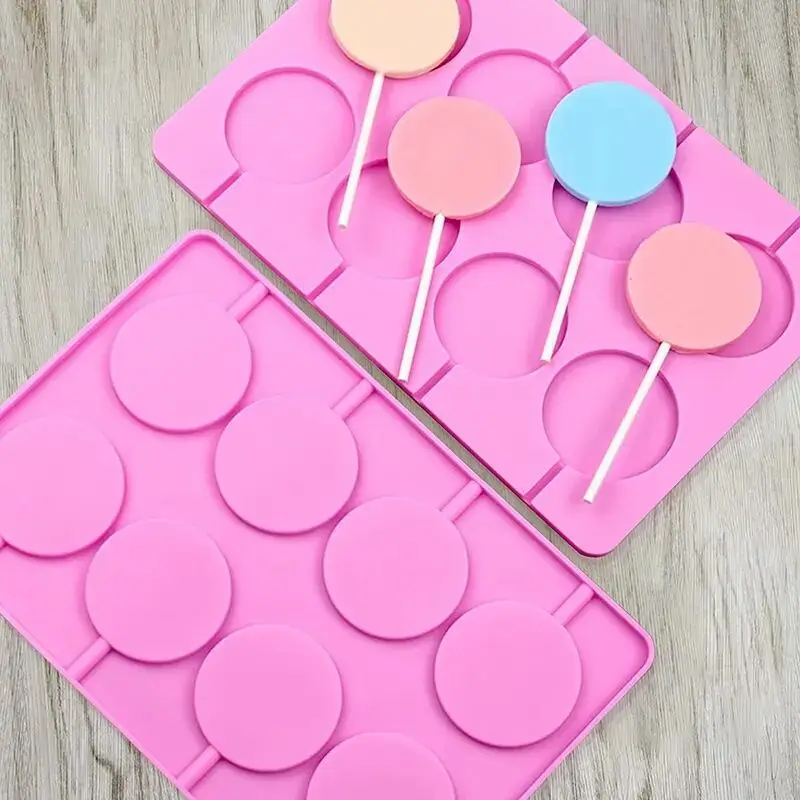 Hot Selling Chocolate Hard Candy Mold 8 Cavity Round Silicone Lollipop