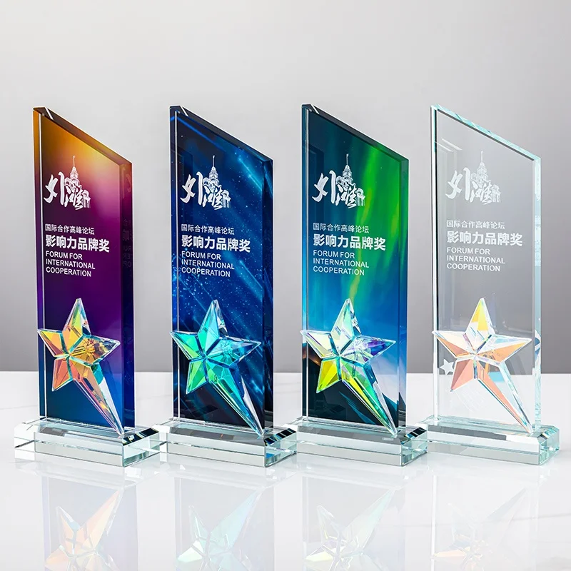 New Color Star Trophy Personal Letter Company Logo offered Crystal Music Trophy for Outstanding Employee Award factory