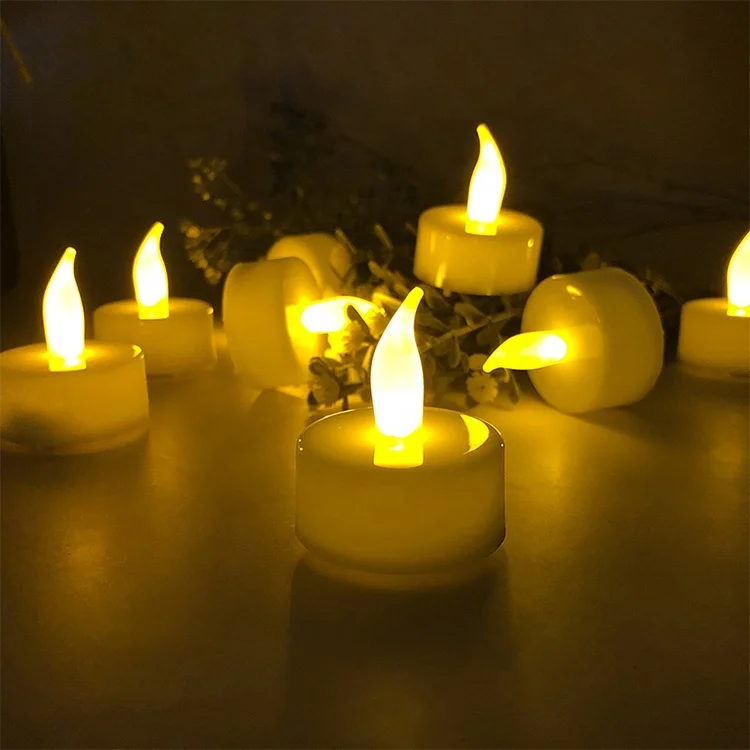 kanlong low price wholesale tealight bulk plastic Christmas wedding home decor tea candles light electric moving flame