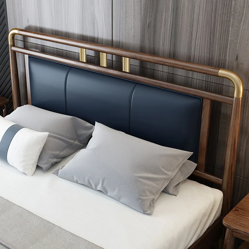 product-Modern style luxury gold wooden bed King size bed 18m double bed fashion design wooden bedro-2