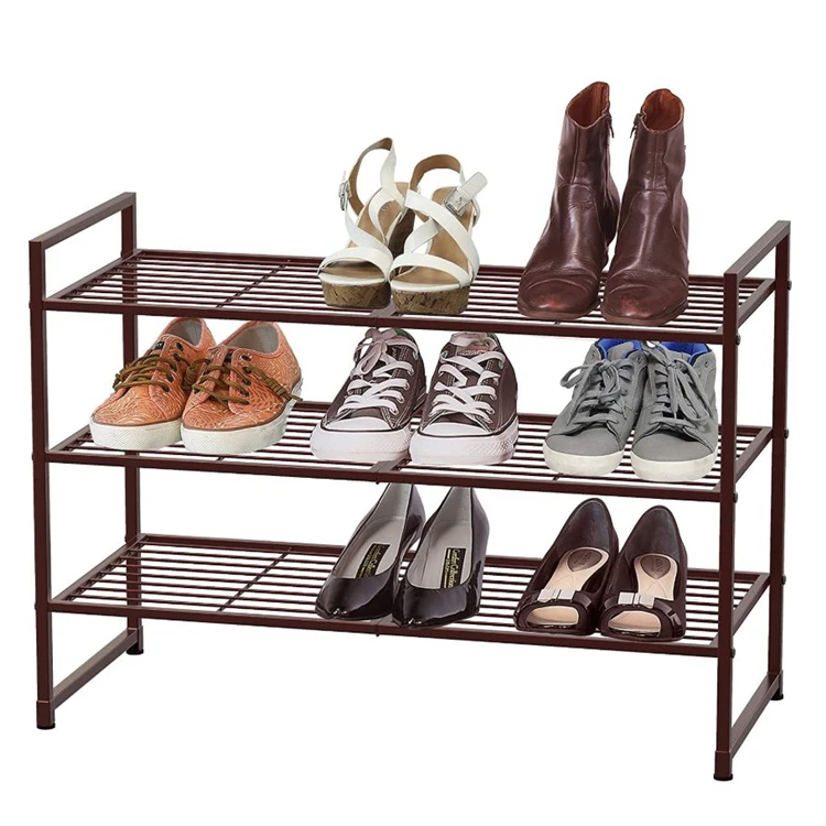 3 Tier Stackable Shoes Rack Storage Shelf Bronze Coat Rack And Shoe ...
