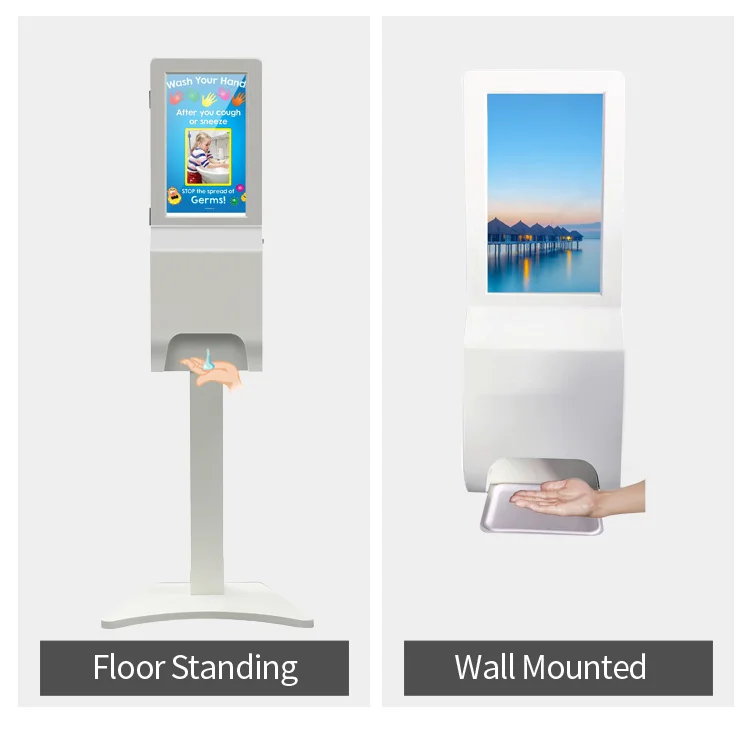 Hand Sanitizer Dispenser Wall Mount LCD Digital Signage Kiosk 21.5 Inch 3000ml Advertising Player