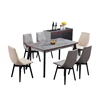 High Quality Ground Glass Banquet Dining Table And Chairs Set Modern Grey 6 Seats Solid For Dining Room Set