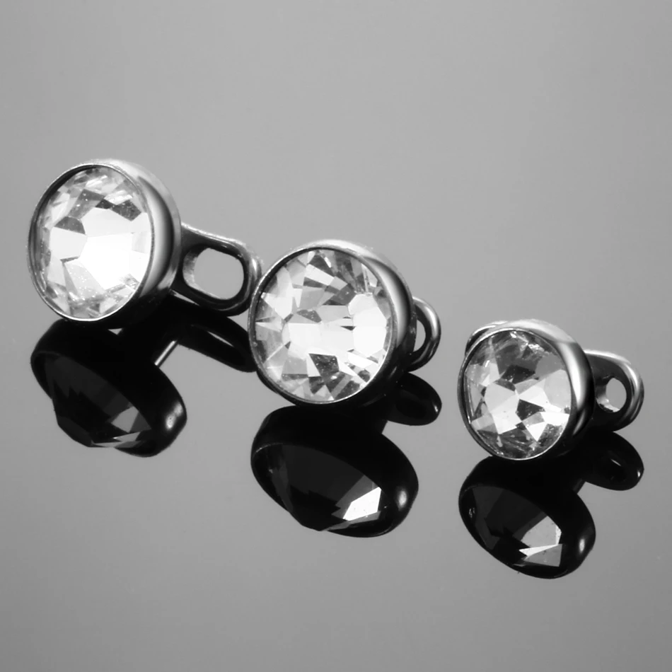 10pcs/lot G23 Titanium Piercing Micro Dermal Anchor Base & Tops Skinner Diver Crystal Gem Head
