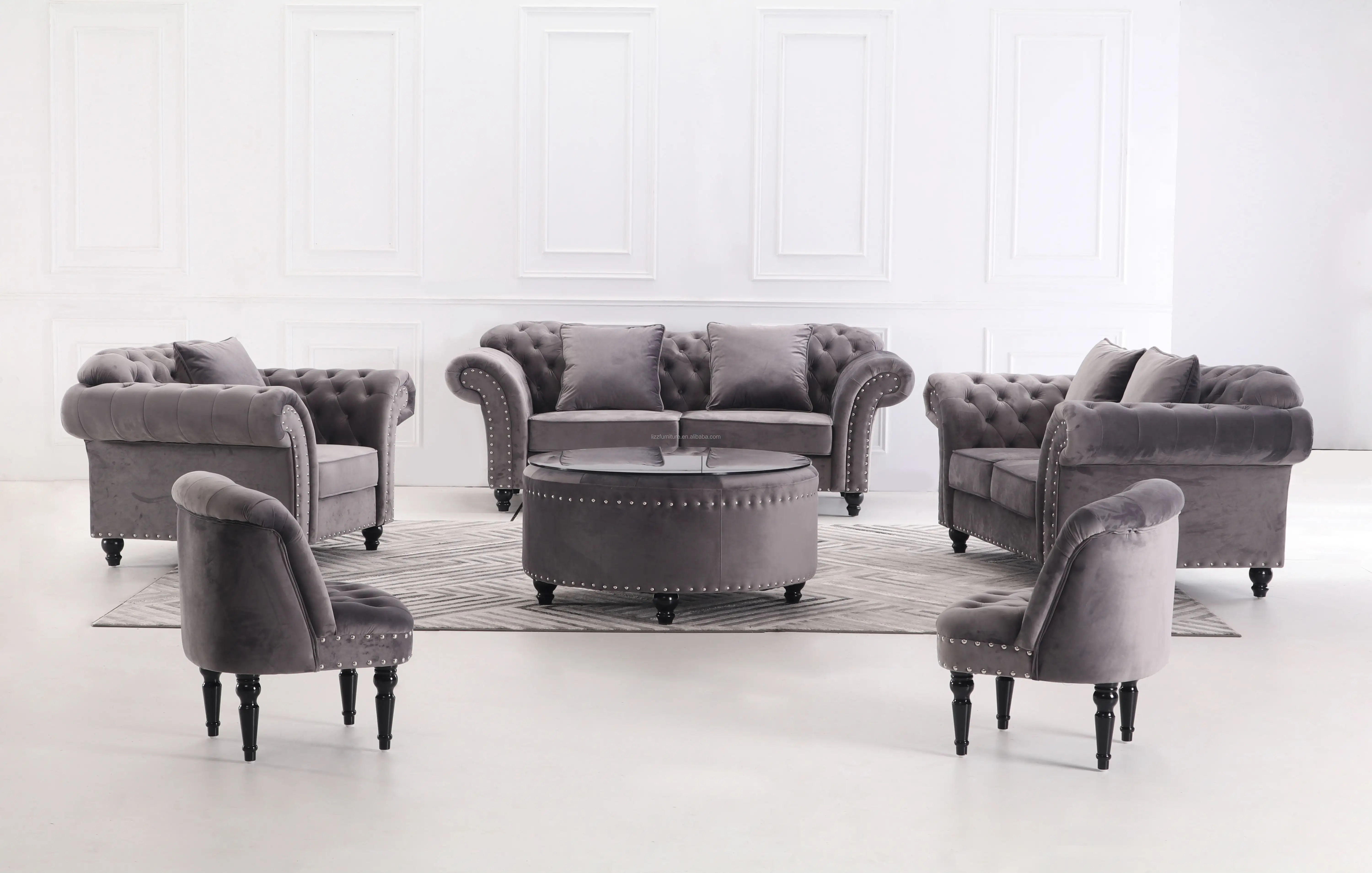 欧式客厅沙发椅家具经典面料切斯特菲尔德沙发