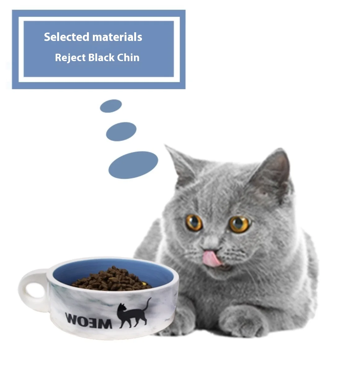 New Design Ceramic Large Diameter Anti-Knock Fashion Eco Friendly Cat Rice Bowl Pet Dog Ceramic Food Water Food Bowl With Handle