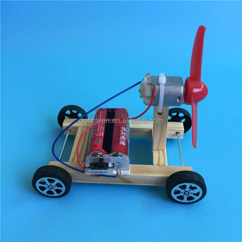 Kid Diy Wooden Single^Wing Wind Car Assembly Model Kit Science Experiment ToyPTH 