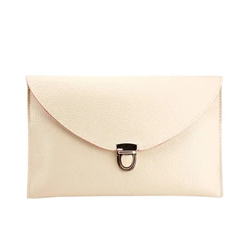 white leather envelope clutch bag