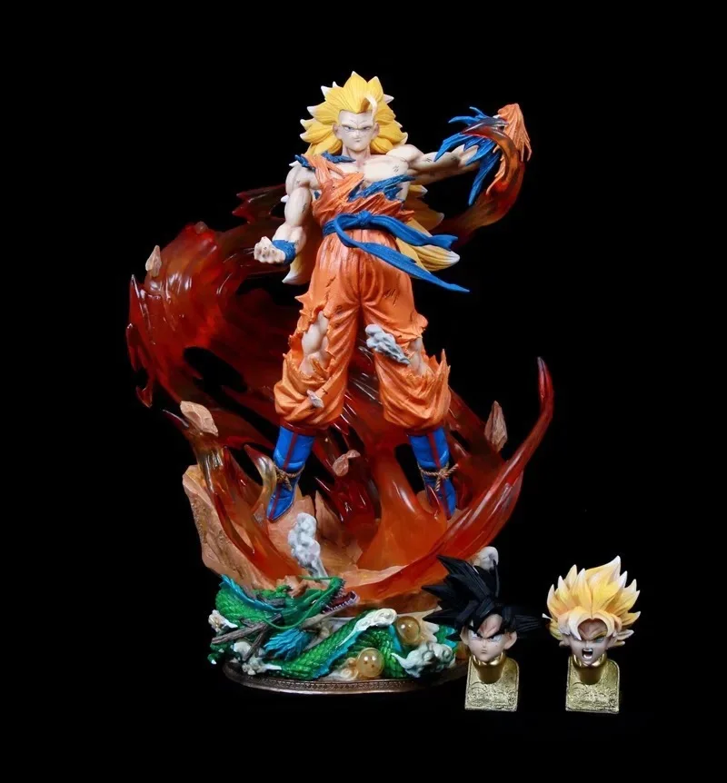 Custom Dragonball Goku Super Saiyan Monkey King Three-headed Pvc Statue ...