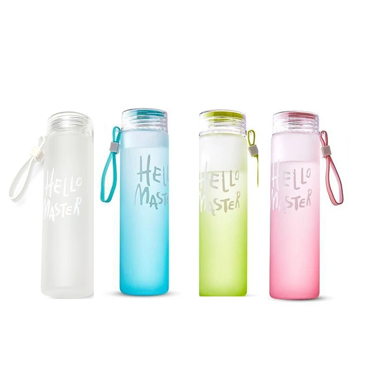 Custom Logo 500ml Frosted Glass Water Bottle With Plastic Lid - Buy 