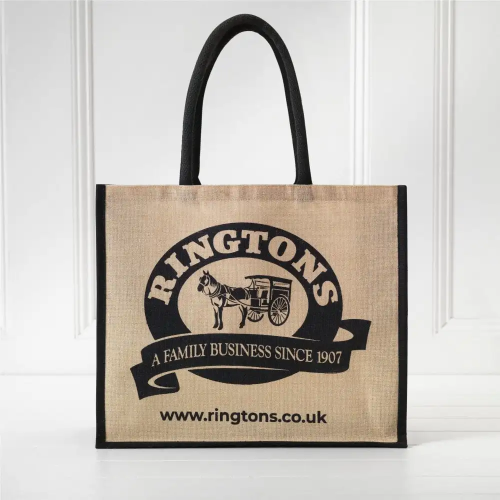 Custom Logo Private Label Letter Printed Ecofriendly Jute Tote Grocery