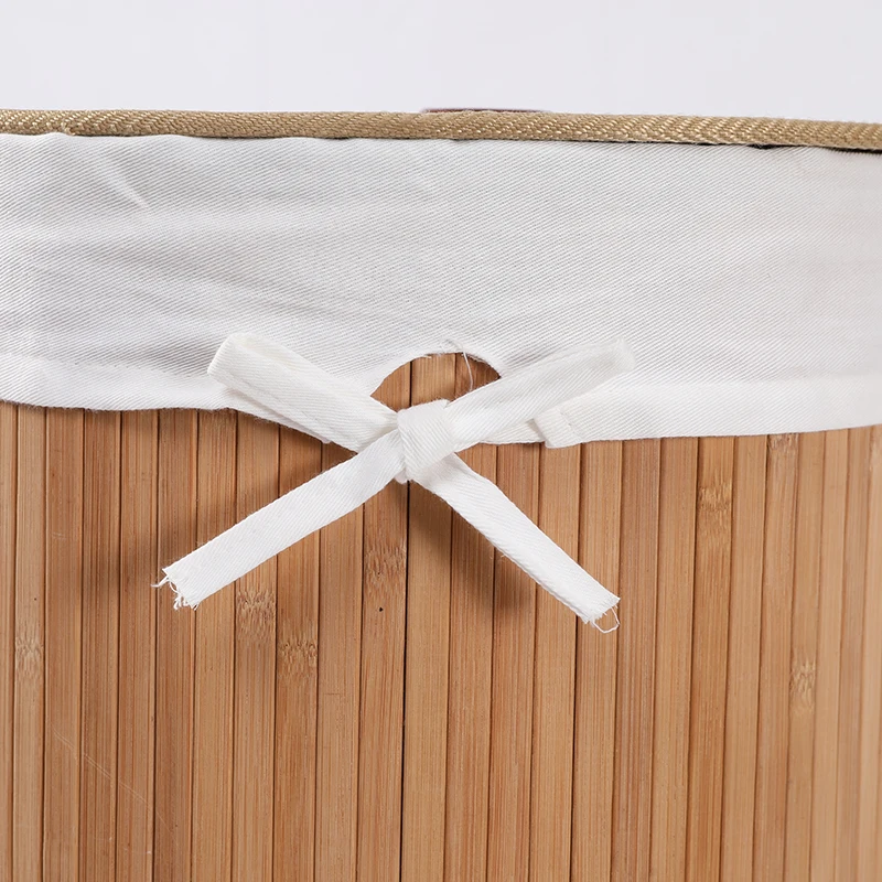 Bamboo Frame Laundry Basket Rattan With Lid And Rope Handle Removable