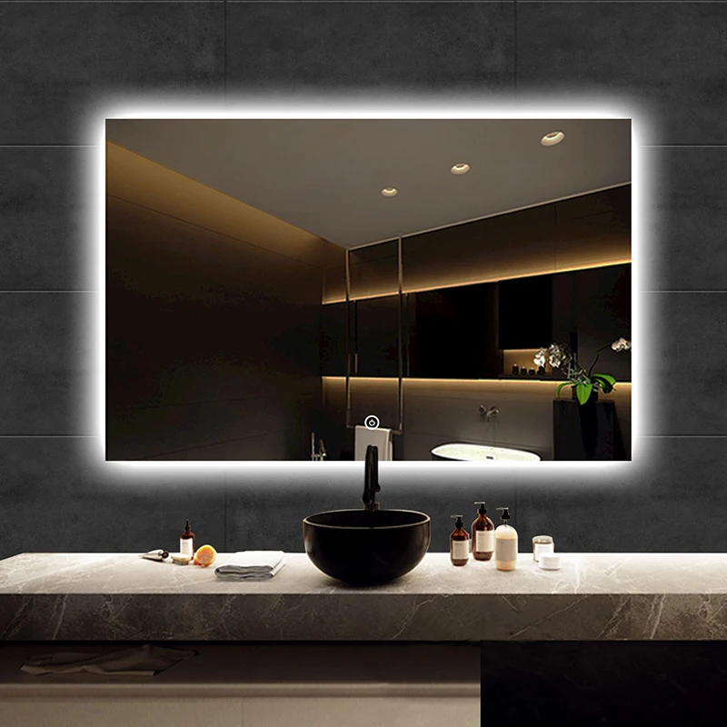 High quality backlit illuminated photo booth salon mirror station hollywood smart led light wall bath mirror for hotel