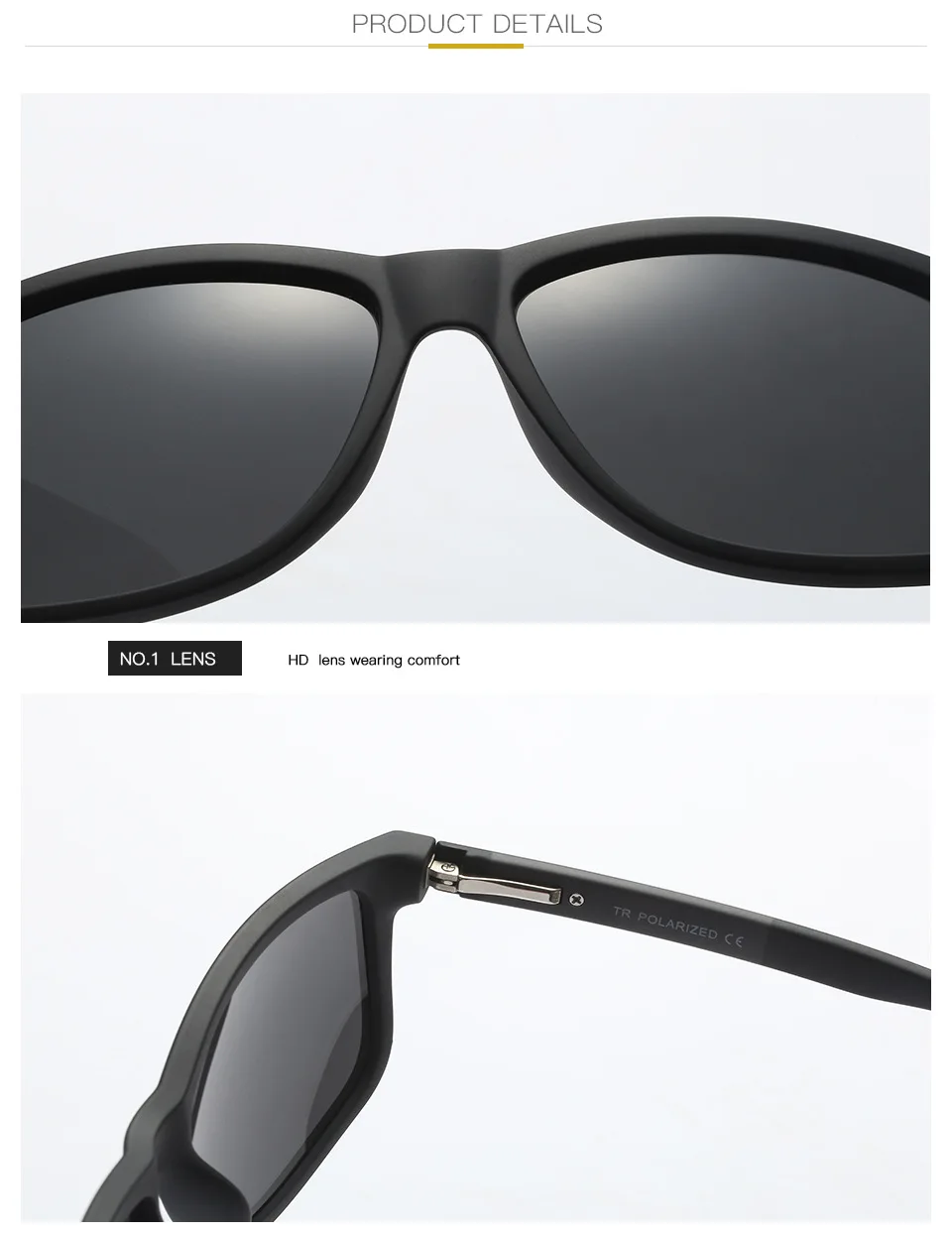 2019 Fashion pc lenses polarized square adjustable men sunglasses