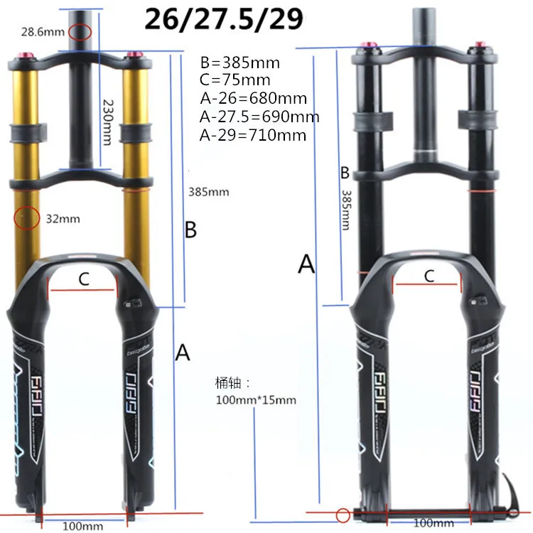 Himalo Bicycle Front Fork 26/27.5/29er Double Shoulder Mtb Mountain
