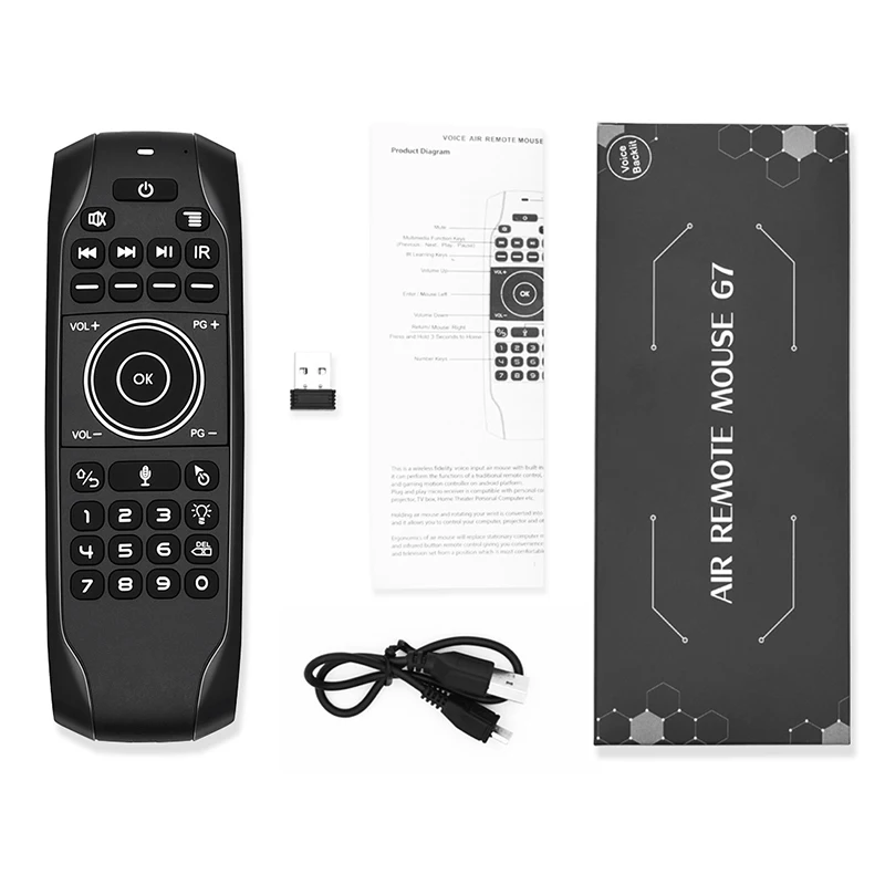 Intelligent Backlit G7VPro Air Mouse Smart 2.4G IR Wireless Keyboard Voice Remote Control for Android TV Box