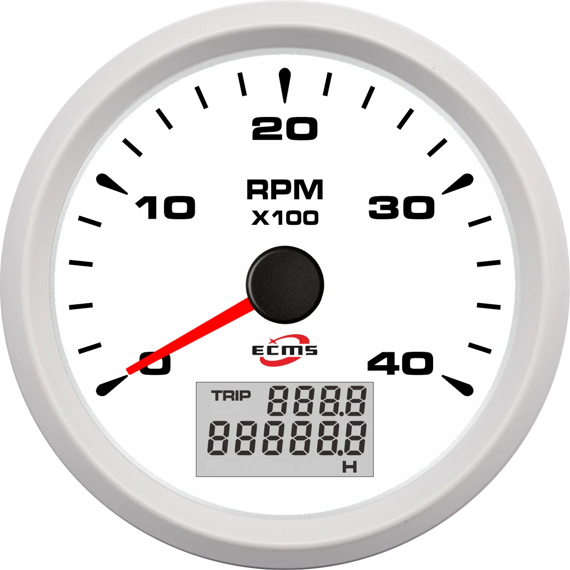 White 85mm 4k Rpm 12v Rev Counter Gauge Pulse Engine Marine Tachometer ...