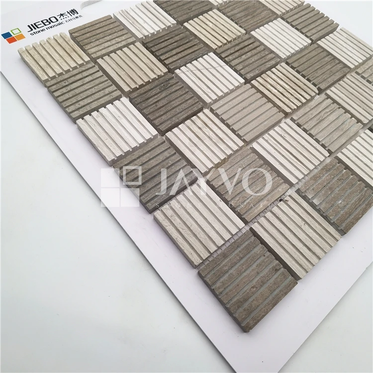2020 New Design Wooden Grain Marble Mosaic tile Square 30x30 Interior 3d Wall Tile Kitchen Backsplash Tile
