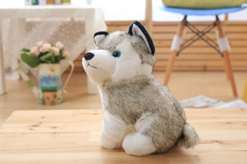 Realistic Husky Dog Plush Toy Stuffed Animal Soft Wolf 7“ Kid Pet Cute Gift E4X9 