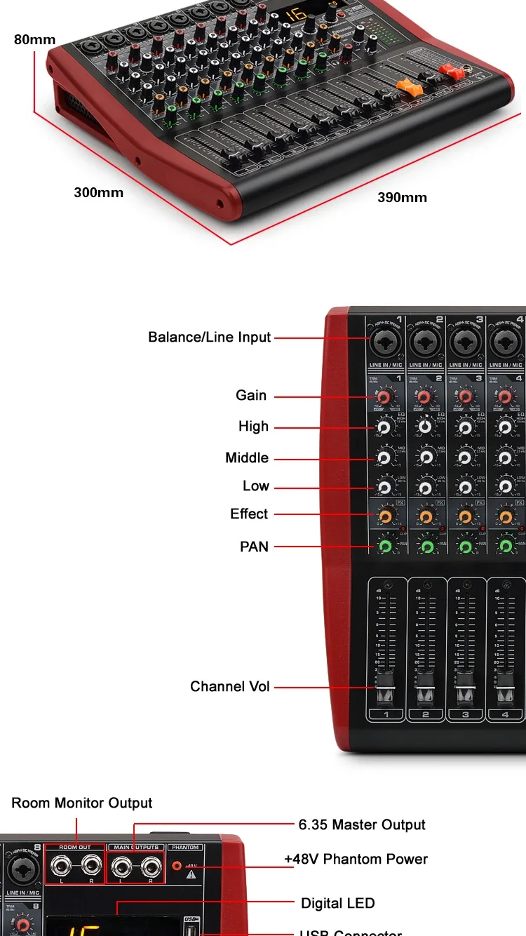 Enping Factory Wholesale 8 Channel Interface Audio Mixer Professional ...