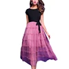 2019 Summer New Fashion Design Pink Patchwork O Neck With Waist Belt Women Elegant Fancy Sleeveless Long Casual Mesh Dress