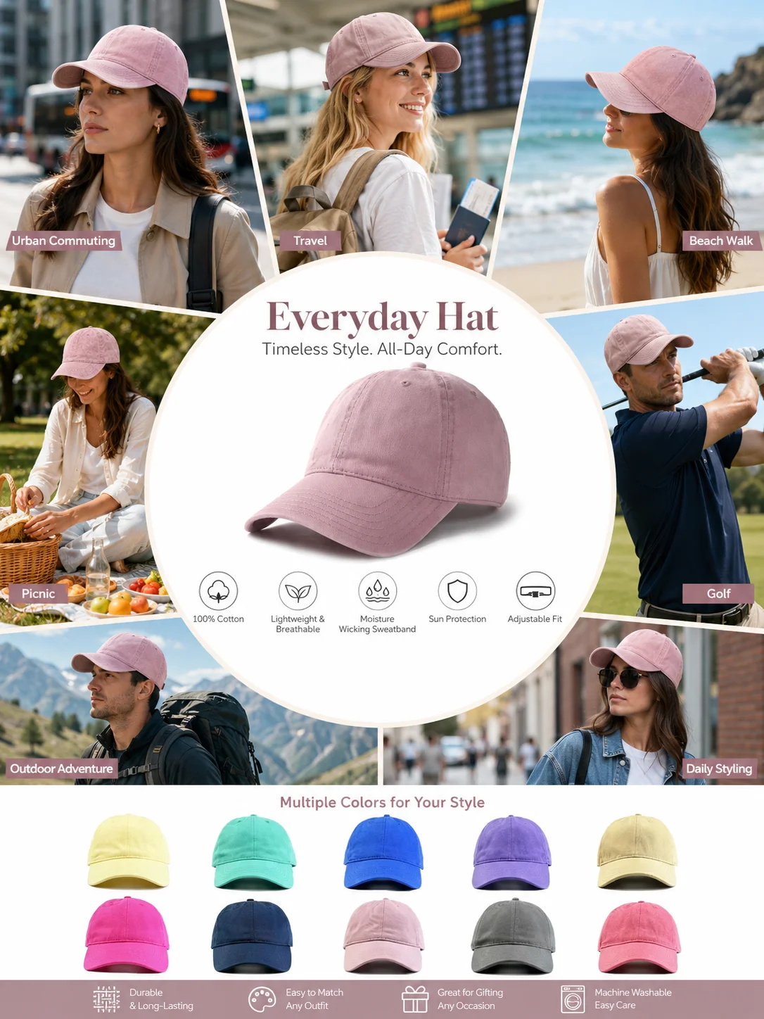Custom Logo Washed Cotton Dad Hat Unstructured Vintage Baseball Hat Embroidered Sport Hat OEM
