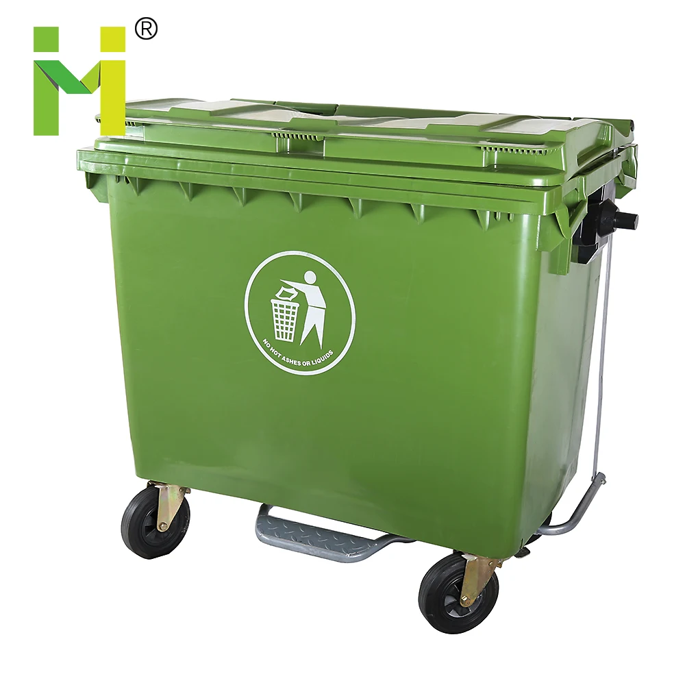 
1100L 1200 litter bin Plastic Trash Can Recycle Outdoor Waste Large Garbage Bins With Wheels 