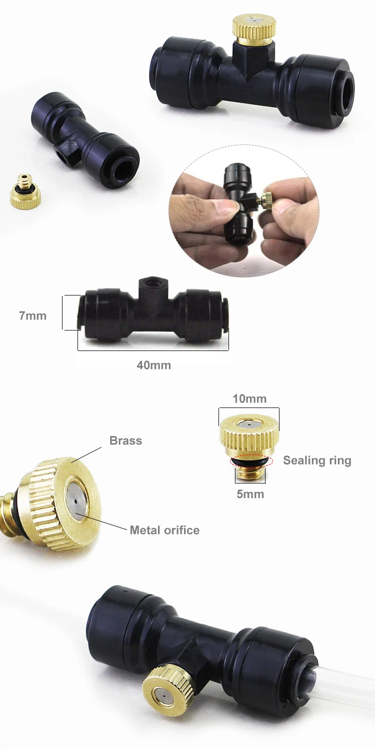 Home & Garden Brass Misting Nozzles Set For Outdoor Cooling Water Mist