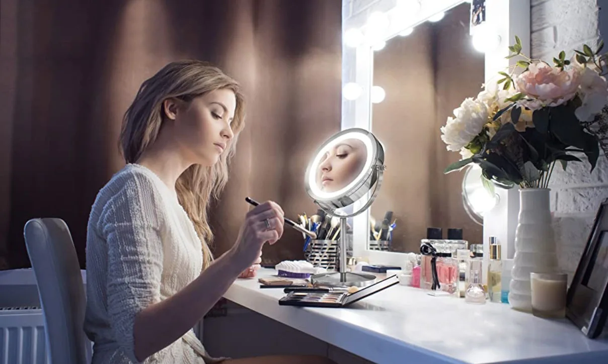 Battery Operated Magnified Light Makeup Mirror